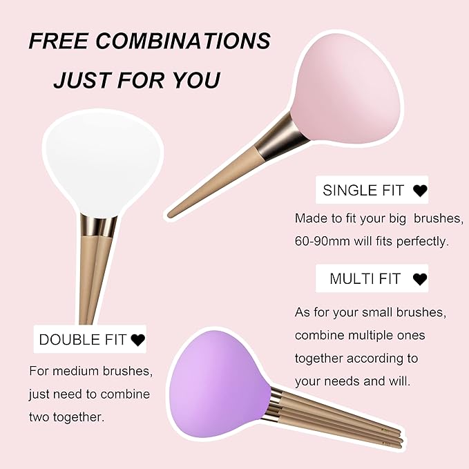 Makeup Brush Covers, Make up Brush Holders for Travel and Home Storage, Reusable Silicone Organizer Case for Brushes, 6 Pack Dustproof Brush Protector Guards Caps Gift for Makeup Lover and Wife