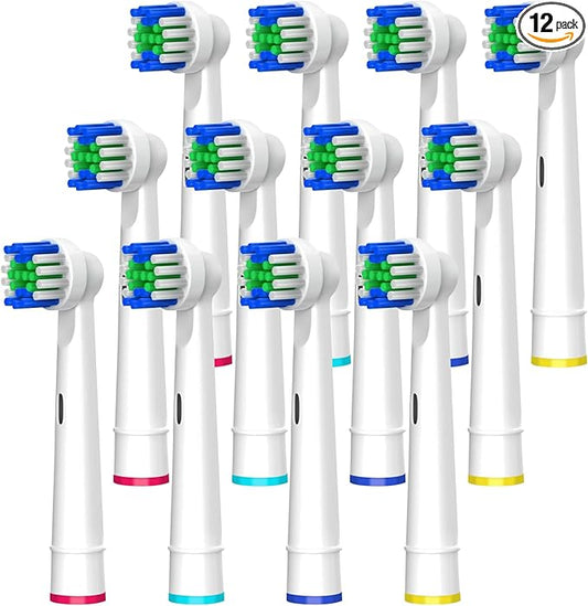 Toothbrush Replacement Heads, Compatible with Oral B Braun Replacement Brush Heads, 12 Pcs Professional Electric Brush Heads for Oral B Replacement Heads Refill, White