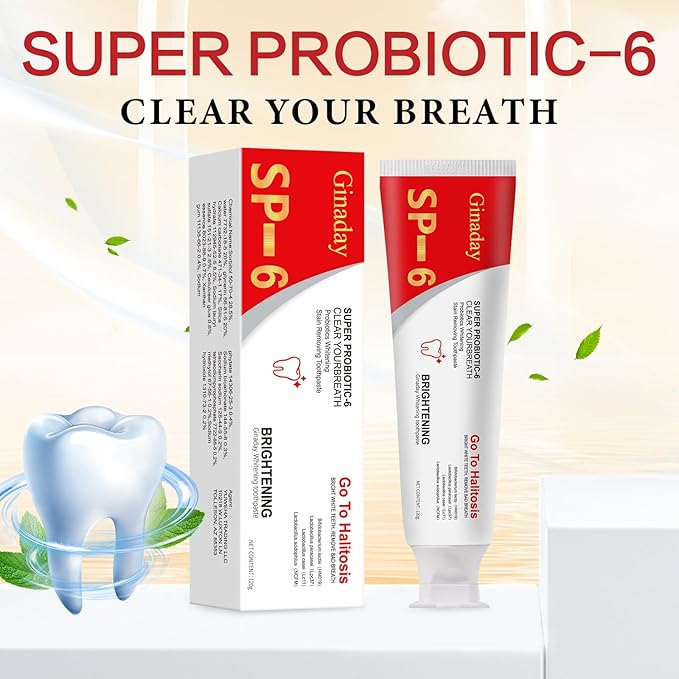 2 Pcs SP-6 Brightening Probiotic Toothpaste,Deep Cleaning Care Fresh Breath SP-6 Ultra Whitening Toothpaste.