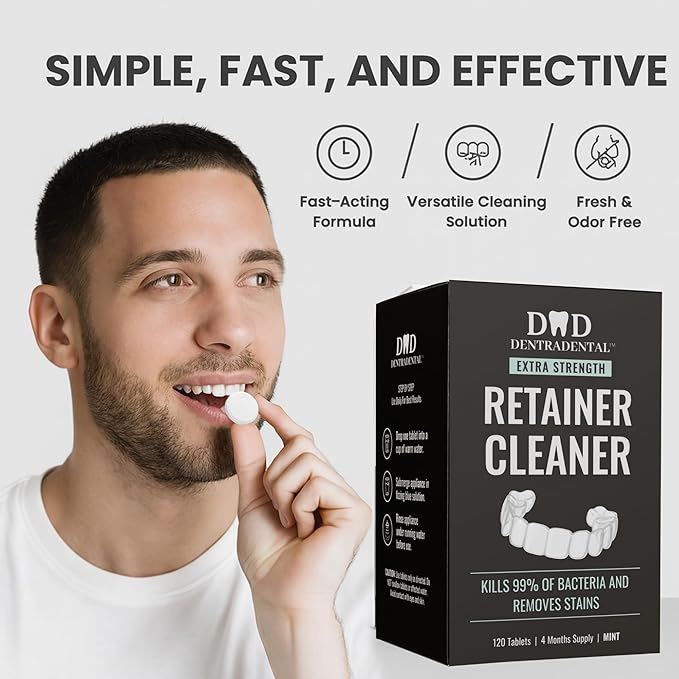 96 Count Retainer Cleaner Tablets for Aligner, Mouth Guard, Night Guard and More. Cleaning Tablets for Ultrasonic Cleaners - Fresh in 3 Minutes - 3 Month Supply - Mint