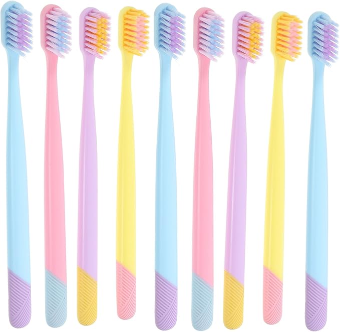 10Pcs Soft Bristles Toothbrush with Ergonomic Non-Slip Handle Wear-Resistant Manual Teeth Brush for Adults Portable Travel and Household Use Gentle Cleaning for Healthy Teeth
