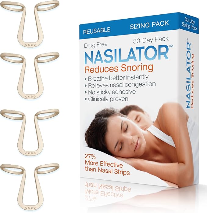 Made in USA! Nasilator Anti-Snoring Devices - Soft and Flexible Nasal Dilators | Improves Breathing & Sleeping | Snoring Solution | Reusable & Better Than Nasal Strips Pack of 4 (Nude)