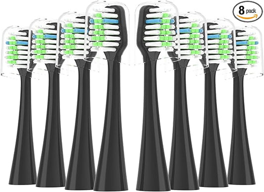 Replacement Toothbrush Heads Fits for Waterpik Complete Care 9.0 (CC-01), Care 5.0 (WP-862) Sonic Electric Tooth Brush Refill(8-pc), Pisonicleara