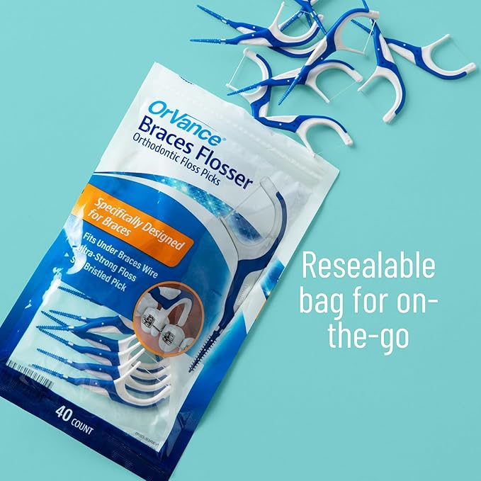 OrVance Braces Flosser - Designed for Braces for an Easy & Effective Clean, Ultra Strong Floss - 40 Count (Pack of 3)