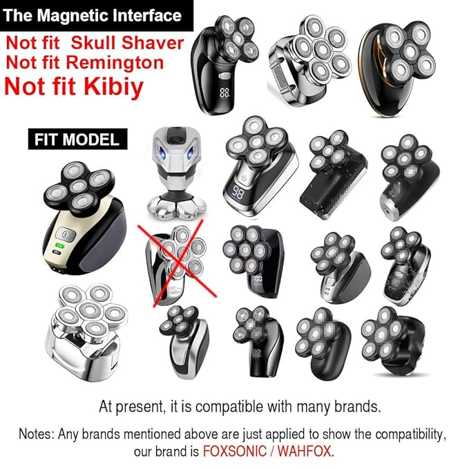 FOXSONIC 6 Blades Universal Magnetic Shaver Blades for Head Shaver and Other Brands Head Shaver