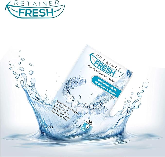 Retainer Cleaner Tablets - 36 Tablets 1 Month Retainer Fresh - Retainer Cleaning Tablets, Mouth Guard Cleaner, Denture Cleaner, Aligner Cleaner, Brite Retainer Tablets