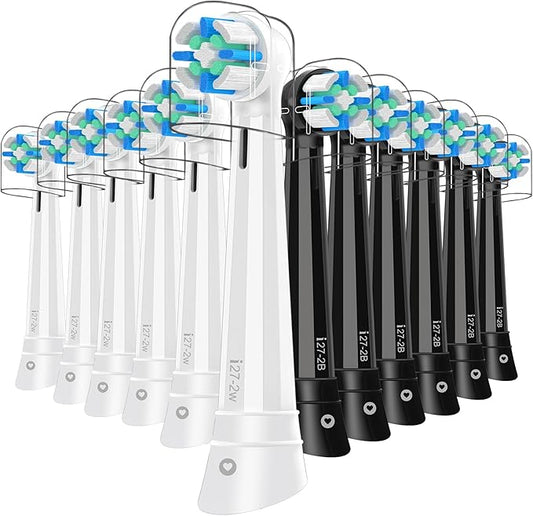 IO Replacement Heads Compatible with Oral B IO 2/3/4/5/6/7/8/9/10/Deep Clean Electric Toothbrushes, Brush Heads Compatible with Oral B IO with Medium Bristles (12 Black/White)