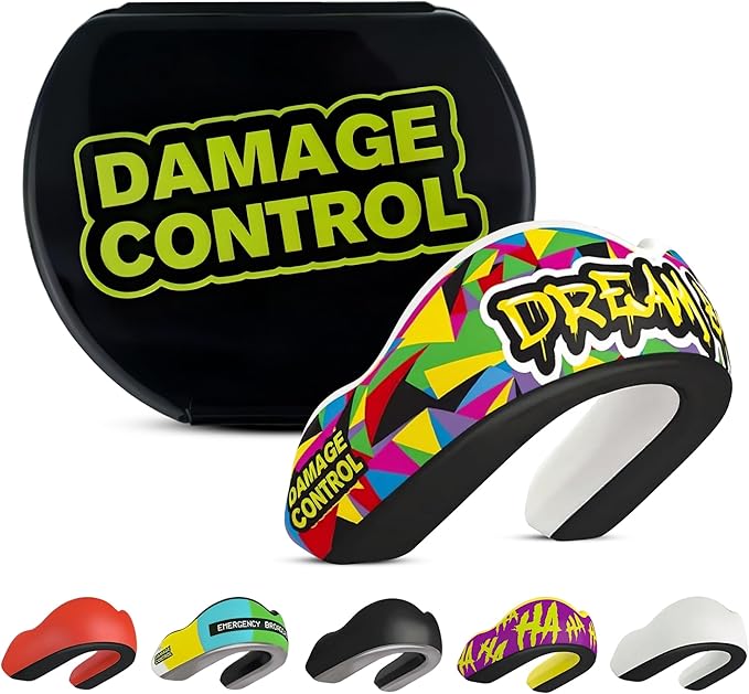 DAMAGE CONTROL Extreme Impact Mouth Guard – Sports Mouthguard for Boxing, MMA, BJJ, Hockey, Rugby, Lacrosse, & More – Mouthpiece for Teeth & Jaw Protection, for Youth & Adults (Youth, Dream Big)