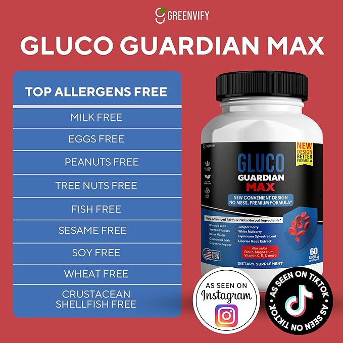 Gluco Guardian Max Advanced Wellness Support Capsules – Vitamin, Mineral, and Herbal Supplement with Magnesium, Vitamin C, Zinc, and Banaba Leaf – Non-GMO, Gluten-Free – 120 Capsules (2)