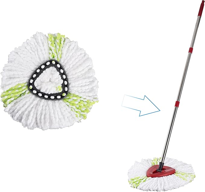 Matthew Cleaning 6Pack Green Microfiber Spin Mop Replacement Head Compatible with EasyWring Spin Mop Replace Head-EasyWring High Absorbency,Machine Washable,Microfiber Spin Mop Refills