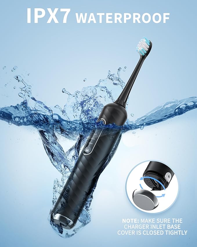 Electric Toothbrush with Water Flosser – 2-in-1 Teeth Cleaning Kit, Electric Toothbrush and flosser Combo，Toothbrush with 3 cleaning modes, Portable water flosser Design for Home & Travel (Black)