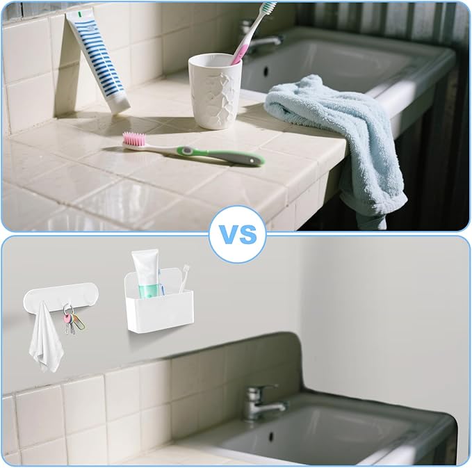 Magnetic Wall-Mounted Toothbrush Holder with Magnetic Hooks for Cruise ，Cruise Ship Essentials 2025- No Drilling Needed for Royal Caribbean & Alaska Cruise Ships, Caribbean Royal Must-Haves（White）