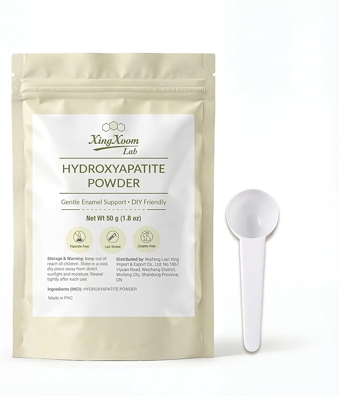 Hydroxyapatite Powder – 100% Pure Hydroxyapatite Powder for Enamel Care – Fluoride-Free, Non-Toxic DIY Toothpaste Ingredient – Natural Oral Health Alternative (1.8 oz / 50g)