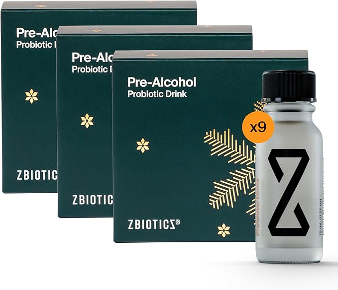 ZBiotics Holiday Gifting 3x3 Pack — Feel Better After Drinking, Wake Up Refreshed, Science-Backed, Patented Probiotic for Easier Mornings, Travel-Friendly, 3x3 Pack of 0.5 Fl Oz Bottles