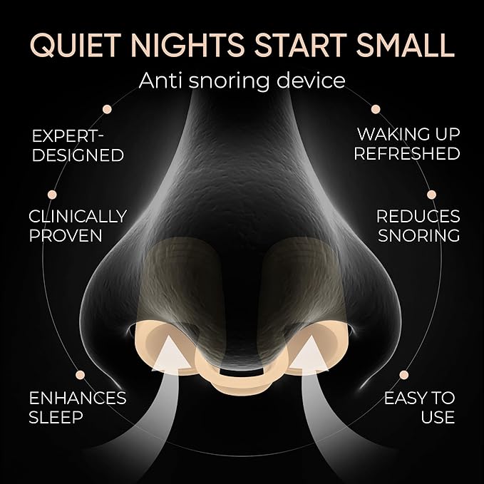 Anti Snoring Devices – Nasal Dilators - Nose Clips for Snore Relief & Better Sleep – Comfortable Silicone Snore Stopper – Anti Snoring Nose Vents – 8 Pack + Travel Case