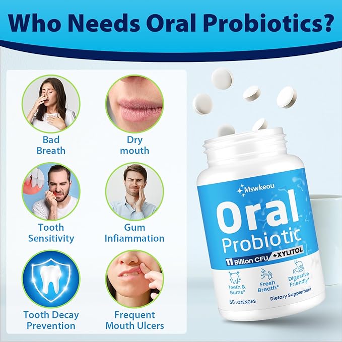 Oral Probiotics for Mouth Bad Breath for Adults 11 Billion CFU, Best Breath Oral Dental Probiotics for Teeth & Gums, Fresh Breath, Halitosis & Gut Health, 10 Packs