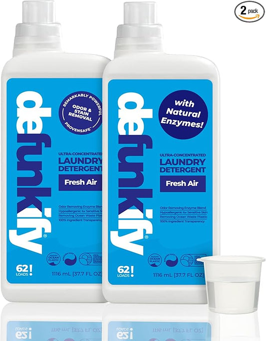 Laundry Detergent 62 Load/37.7 FlOz (2-Pack). 'Fresh Air' Liquid Laundry Detergent for Sensitive Skin. 'ProvenSafe' Laundry Soap Washing Detergent w/Odor & Stain Remover for Activewear & All Fabrics