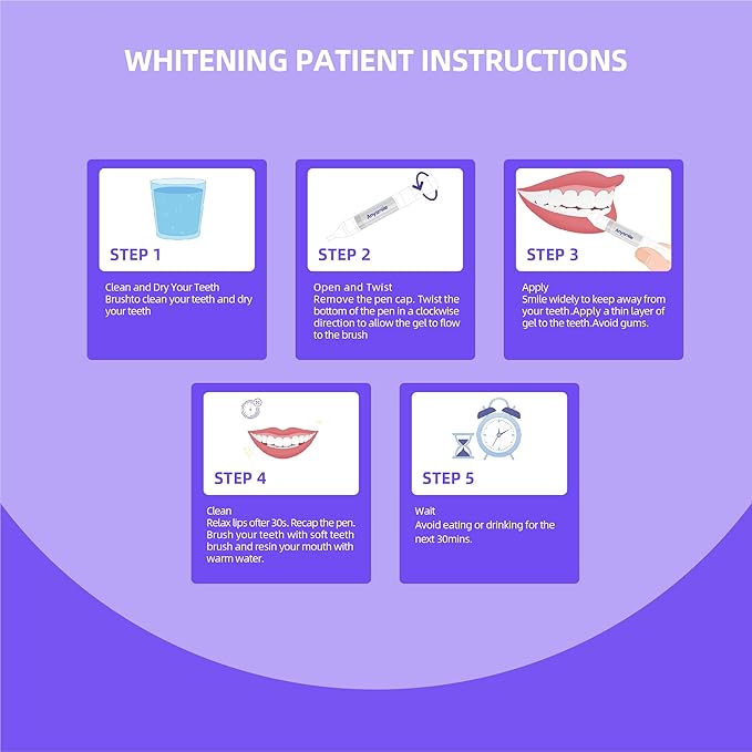 Teeth Whitening Pens Non Sensitive Teeth Whitener Gel with Effective 15% Carbamide Peroxide, 4 Professional Tooth Whitening Gel Pens 2ml/Pen