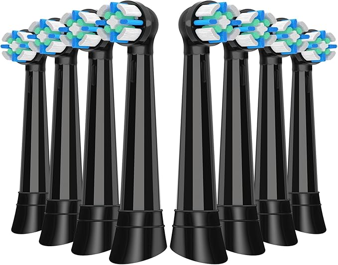 IO Replacement Heads Compatible with Oral B iO 2/3/4/5/6/7/8/9/10 Series Electric Toothbrush, Brush Heads with Medium Bristles Compatible with Oral B iO for Gentle Dental Care (8 Black)