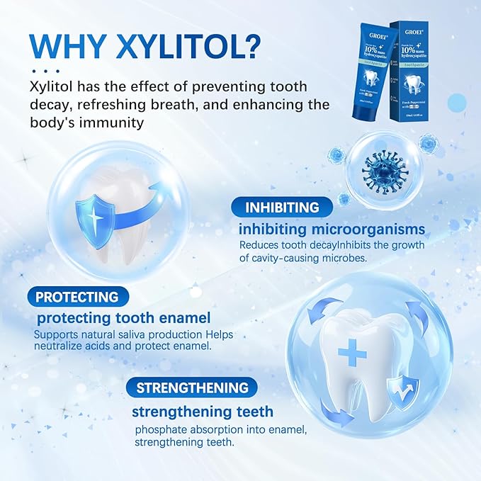 10% Hydroxyapatite Toothpaste for Sensitive Teeth｜Nano-Hydroxyapatite Toothpastes for Restore, Strengthen Teeth, Fluoride-Free, 4 oz (1)