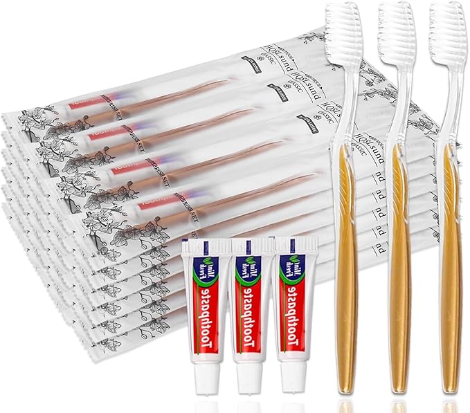 50 Pack Disposable Toothbrushes with Toothpaste Individually Wrapped, Travel Toothbrush Kit, Hotel Toothbrushes Bulk for Hotel,Airbnb,Homeless