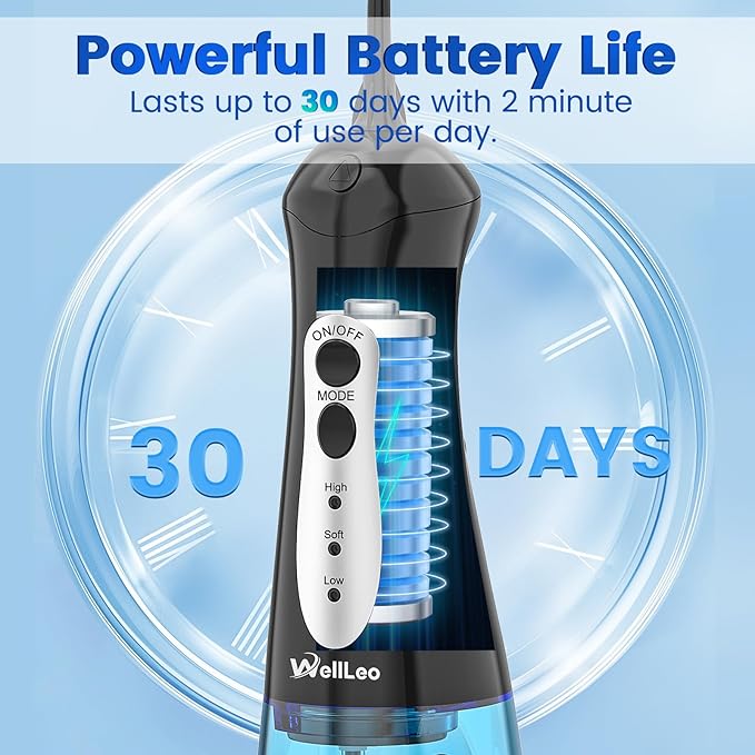 Water Flosser for Teeth, Portable Oral Irrigator Rechargeable Water Dental Flosser Pick with High Pressure 5 Jet Tips, IPX7 Travel Water Flossing for Brace Teeth Cleaner Gum Care