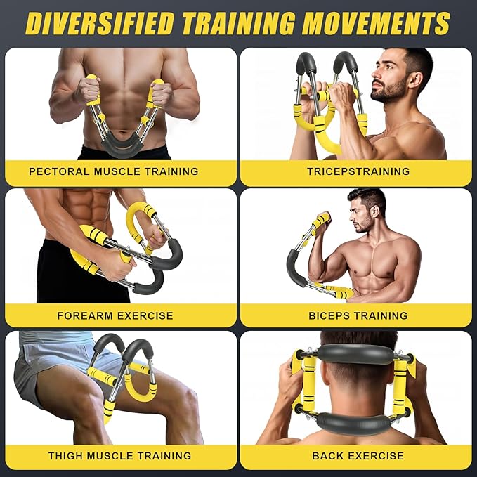 Twister Arm Trainer, Adjustable Chest Workout Equipment for Men & Women, Home Gym Strength Trainer, Muscle Builder & Strength Training for Arms, Chest (Black-Yellow, 40-60lb)