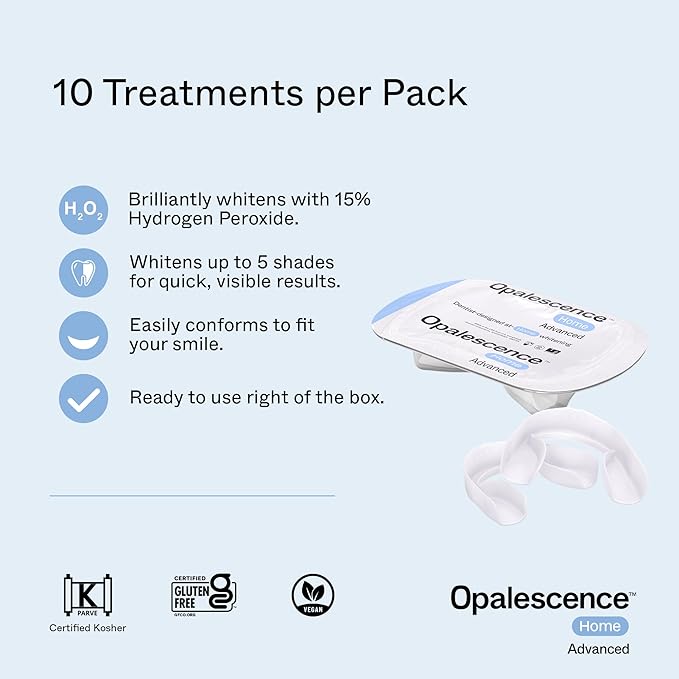 Opalescence GO Home Advanced Teeth Whitening Trays 15% (10 Treatments) Hydrogen Peroxide PF Whitening Prefilled Kit - Developed by Leaders in Professional Whitening 5822-T
