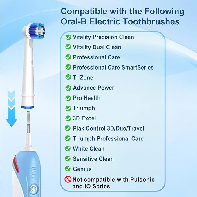 Replacement Brush Heads Compatible with Braun Oral-B, 12pcs Professional Electric Toothbrush Heads for Oral B Replacement Heads Refill Pro100/1000/1500/4000/5000/7000/8000/9600 Etc.