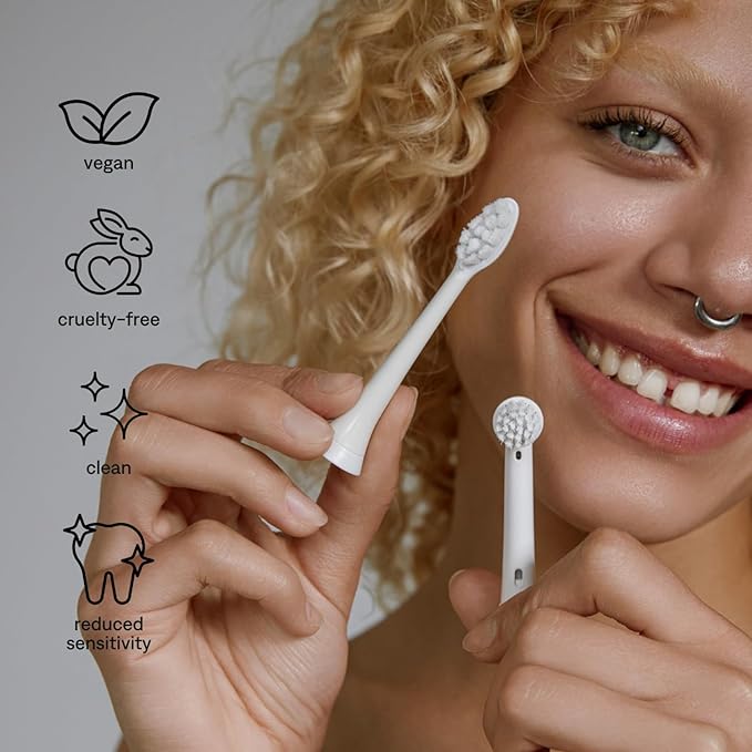 Plus Ultra Eco Friendly Toothbrush Replacement Heads 6 Pack | Designed for Sonic Powered Electric Toothbrushes | Made with Recycled Plastic | Soft Toothbrush for Sensitive Teeth
