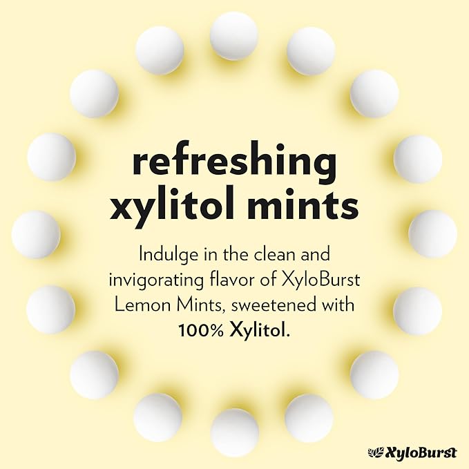 XyloBurst - Xylitol Mints | Sugar Free Breath for Oral Health | Gluten Free, Vegan, Keto Friendly | Aspartame Free Mint | Lemon | 200 Count Jar, 3-Pack