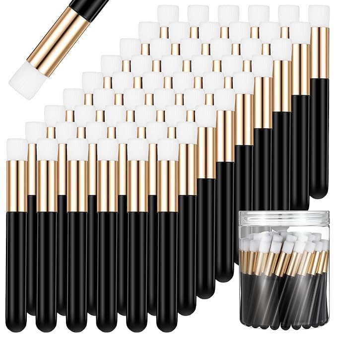 60 Pieces Lash Shampoo Brushes with Container, Eyelash Extension Cleansing Brush Nose Pore Cleaning Tool Peel off Blackhead Removing Tool Cosmetic Lash Cleanser Facial Cleansing