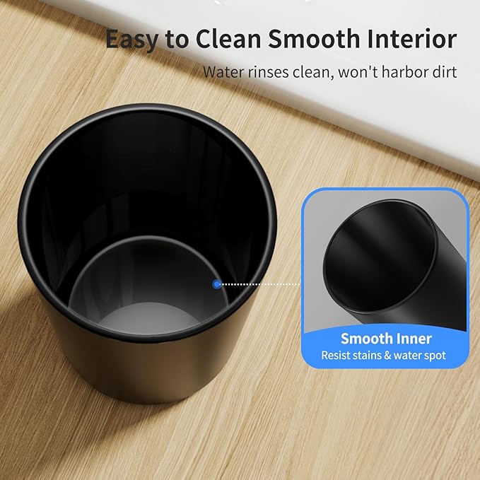 Toothbrush Cup 13.75oz 390ml with Non-Slip Pad, Easy to Clean Bathroom Cup 2Pcs, Reusable Plastic Bathroom Tumbler,Black