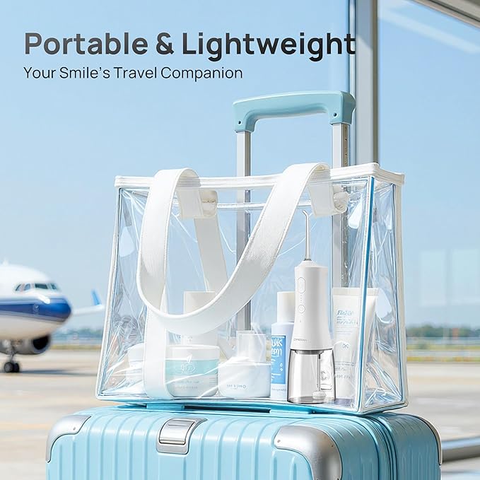 Operan Cordless Water Flossers for Teeth, 300ML Rechargeable Oral Irrigator with 4 Modes & 4 Nozzles, Portable Water Flossers for Adults, IPX7 Waterproof for Home and Travel, White，01Pack