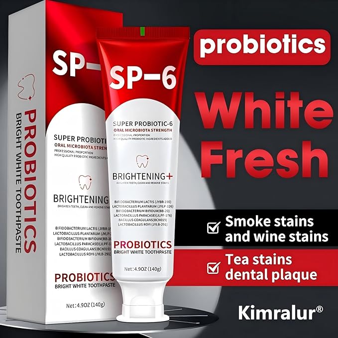 Sp-6 Probiotics Whitening Toothpaste, Sp-6 Ultra Whitening Toothpaste, Enhanced Formula with Enamel-Safe, Fluoride-Free, Fresh Breath Mint Flavor for Oral Health (1)