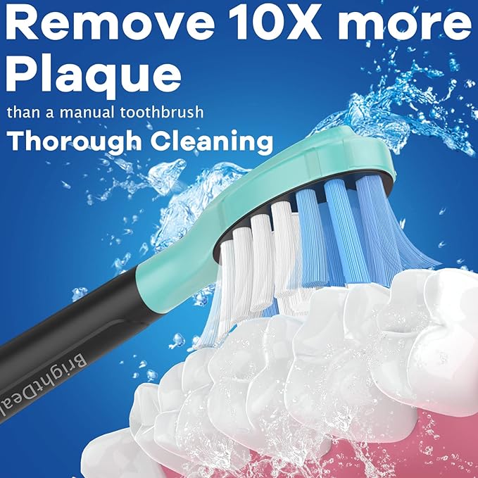 BrightDeal Replacement Head for Philips Sonicare ProtectiveClean 4100 5100 6100 DiamondClean 9500 ExpertClean 7500 FlexCare HealthyWhite Electric Sonic Toothbrush C3 G3 W3 C2 G2 C1 Brush, Black, 4 Pcs