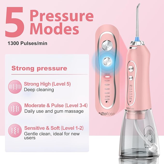 H2ofloss Cordless Water Flosser - IPX7 Waterproof Portable Oral Irrigator