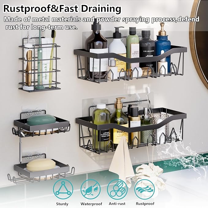 28PC Bathroom Accessories Set - Gorgeous Teal Bathroom Set with Shower Caddy and Shower Curtain, Bathroom Accessory Set, Soap Dish & Trash Can