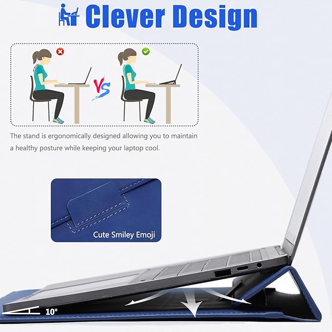 HYZUO 13.3-14 Inch Laptop Sleeve Case with Stand Feature for MacBook Pro 14 M5/M4/M3/M2/M1 2026-2021, MacBook Pro/Air 13.3, 13" 13.5" 13.8" Surface Laptop, HP Spectre X360 13/14, Klein Blue