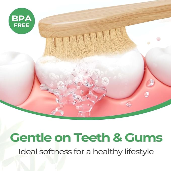 GENKENT Bamboo Toothbrushes 12 Pack Natural Toothbrushes BPA Free Soft Bristles Toothbrush Eco Friendly Charcoal Toothbrush for Travel