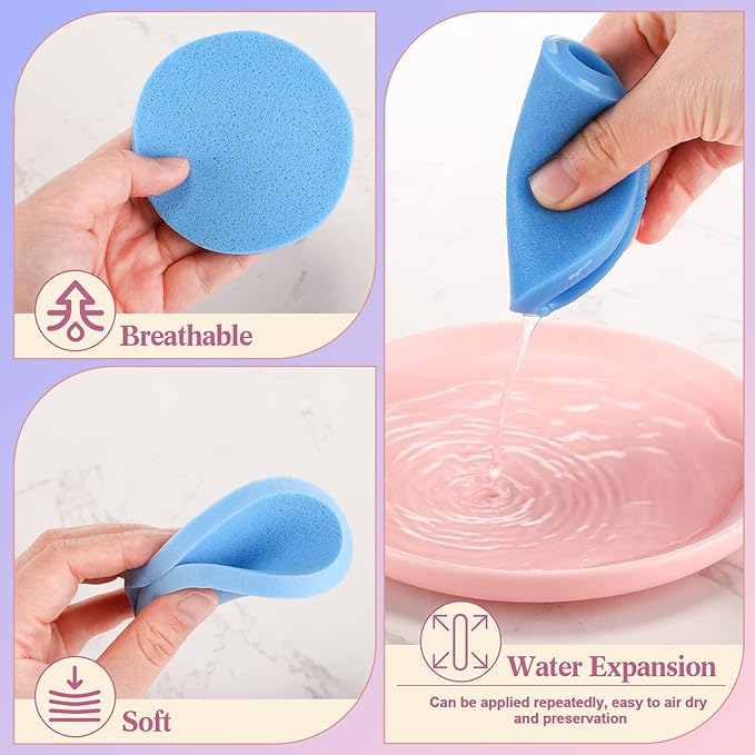 Gerrii 960 Pcs Compressed Facial Sponges Bulk, Round Face Cleansing Sponge, PVA Facial Exfoliating Pads for Estheticians Women Girls Makeup Removal, Washing Face, Beauty Mask Spa, 4 Colors