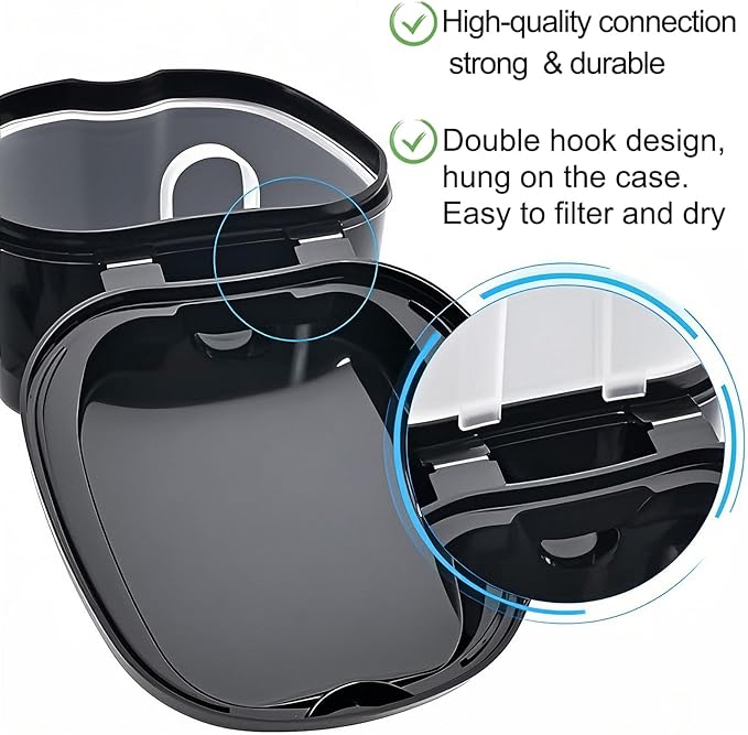 2 Pack Travel Denture Bath Case Set Orthodontic Dental Box Case with Brush, Denture Soaking Cup False Teeth Retainer Container for Clear Braces, Mouth Guard, Night Guard