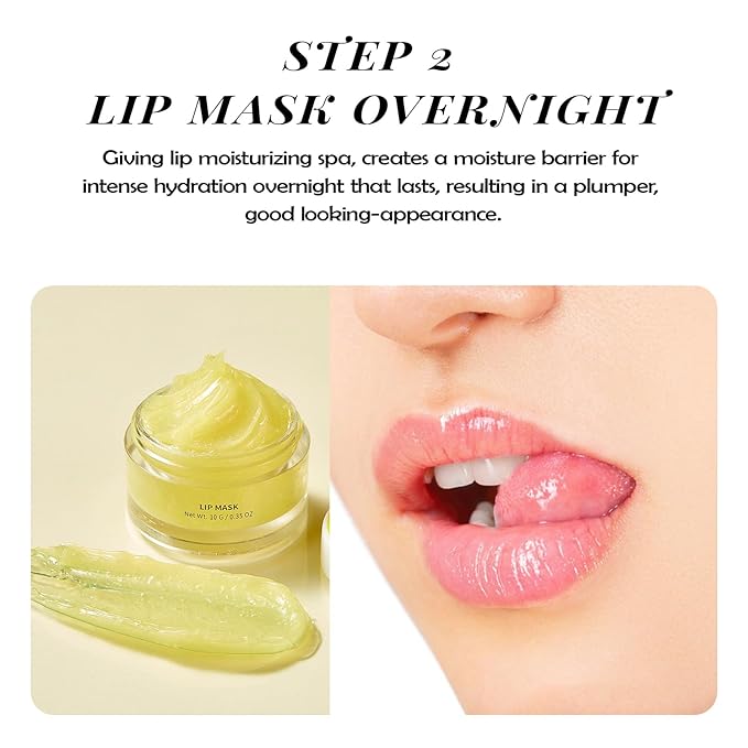 ANAI RUI Christmas Gifts For Girls, Lip Care Kit, Lip Sugar Scrub Set, Lip Sleeping Mask & Lip Exfoliator Scrub, Overnight Lip Treatment, Scrub & Moisturizer for Dry, Chapped, Cracked, Lips, Turmeric