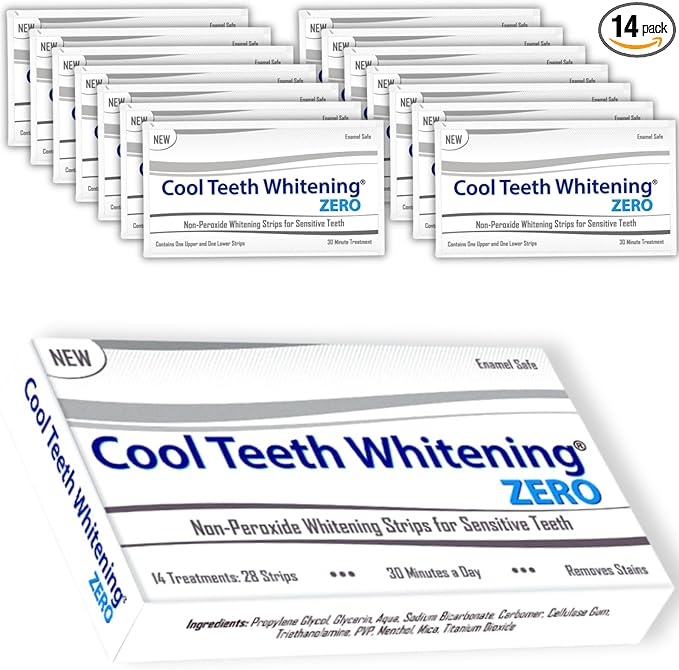 Natural Teeth Whitening Strips – Enamel Safe Gentle Whitening for Sensitive Teeth, Vegan-Friendly White Strips Without Peroxide or Bleach, 14-Day Treatment with 28 Count Supply