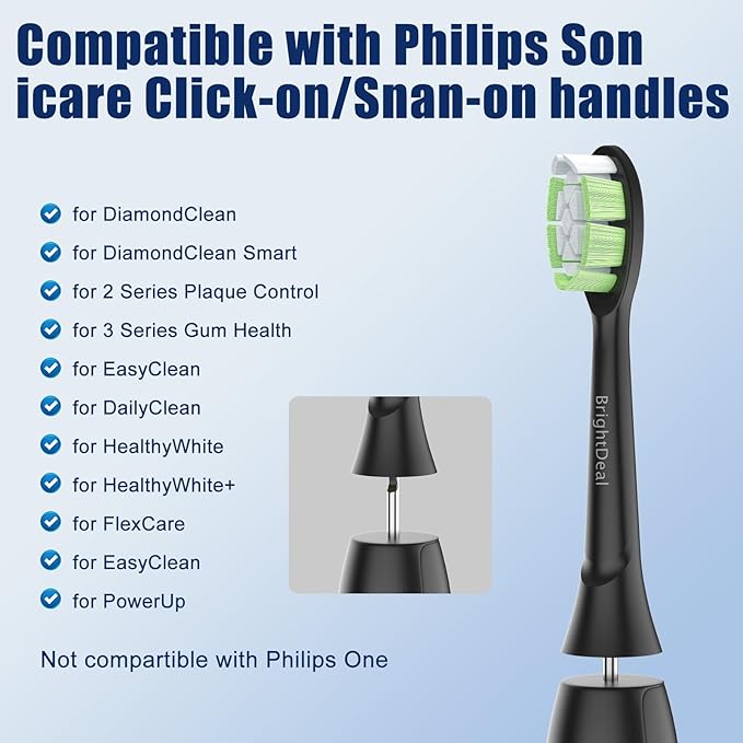 Replacement Heads for Philips Sonicare Diamondclean Sonic Toothbrush Heads Compatible with DiamondClean,FlexCare,C3 G3 W3 C1 C2 G2 Black 8 Pack