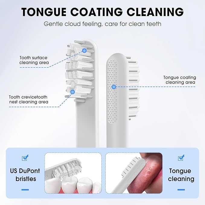 Toothbrush Replacement Heads Compatible with Quip Electric Toothbrush, Soft Bristles Adult Brush Heads, Gray, Pack of 4