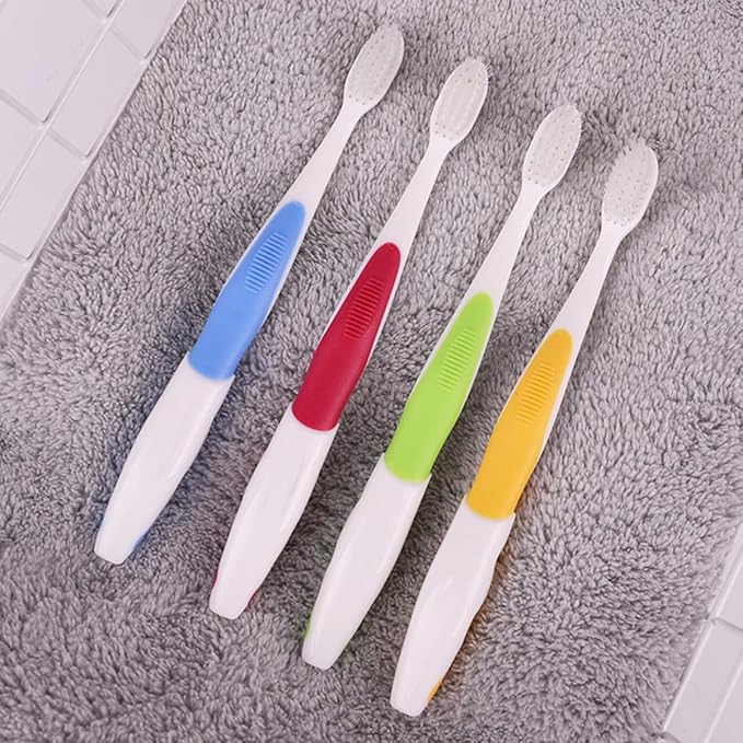 4Pcs Toothbrushes Soft Bristle Oral Care Tool Non-Slip Handle Training Brush for Ages with Comfortable Grip in Green Blue Yellow Red