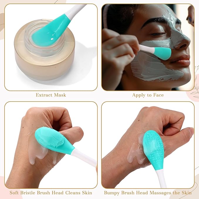 50 Pcs Facial Cleansing Brush, 2 in 1 Silicone Face Mask Brush Applicator & Face Scrubber for Exfoliating Massaging Remove Blackhead Makeup Skincare Applicator, Mud Clay Body Lotion DIY Mask