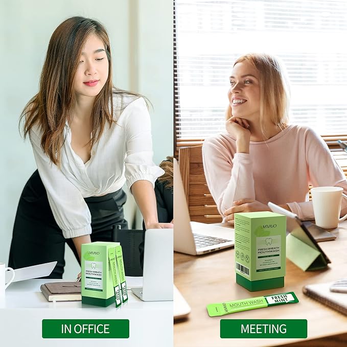 Travel Sizet Mouthwash Portable Strip Mouthwash for Fresh Breath Nnatural Fluoride Fre 20 Packets (Mint)