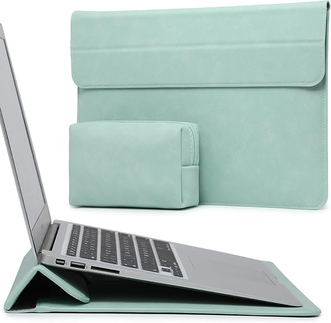 HYZUO 15-16 Inch Laptop Sleeve Case with Stand Feature for MacBook Pro 16 M4/M3/M2/M1 Pro/Max 2025-2019, XPS 15, MacBook Pro 15 2015-2012, Samsung Galaxy Book Flex/Pro 15, Mint Green